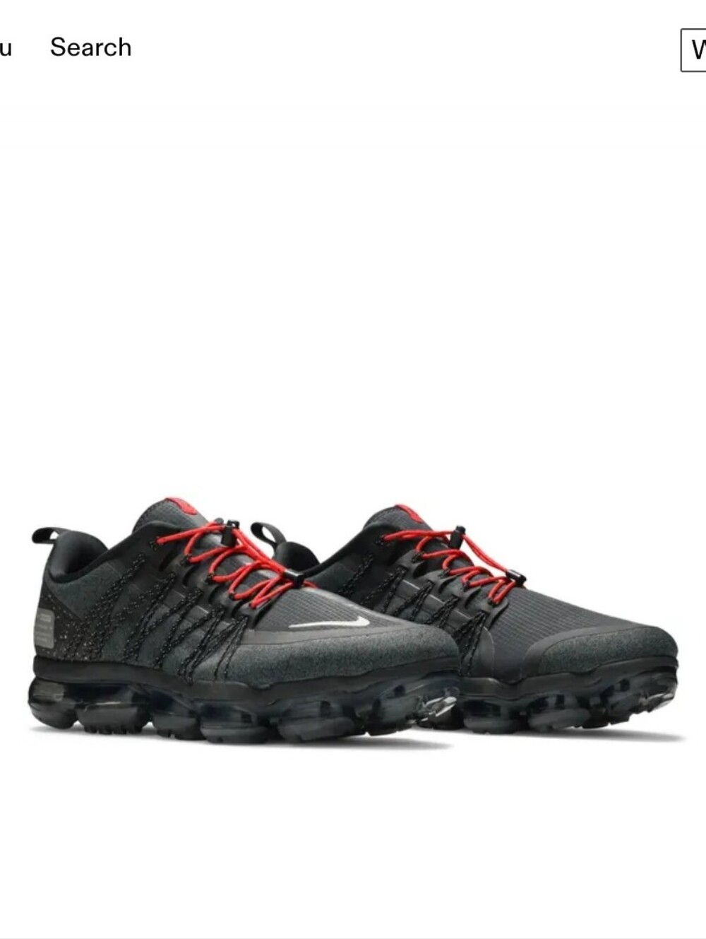Nike Men’s VaporMax Athletic Shoes - Black with Red Laces